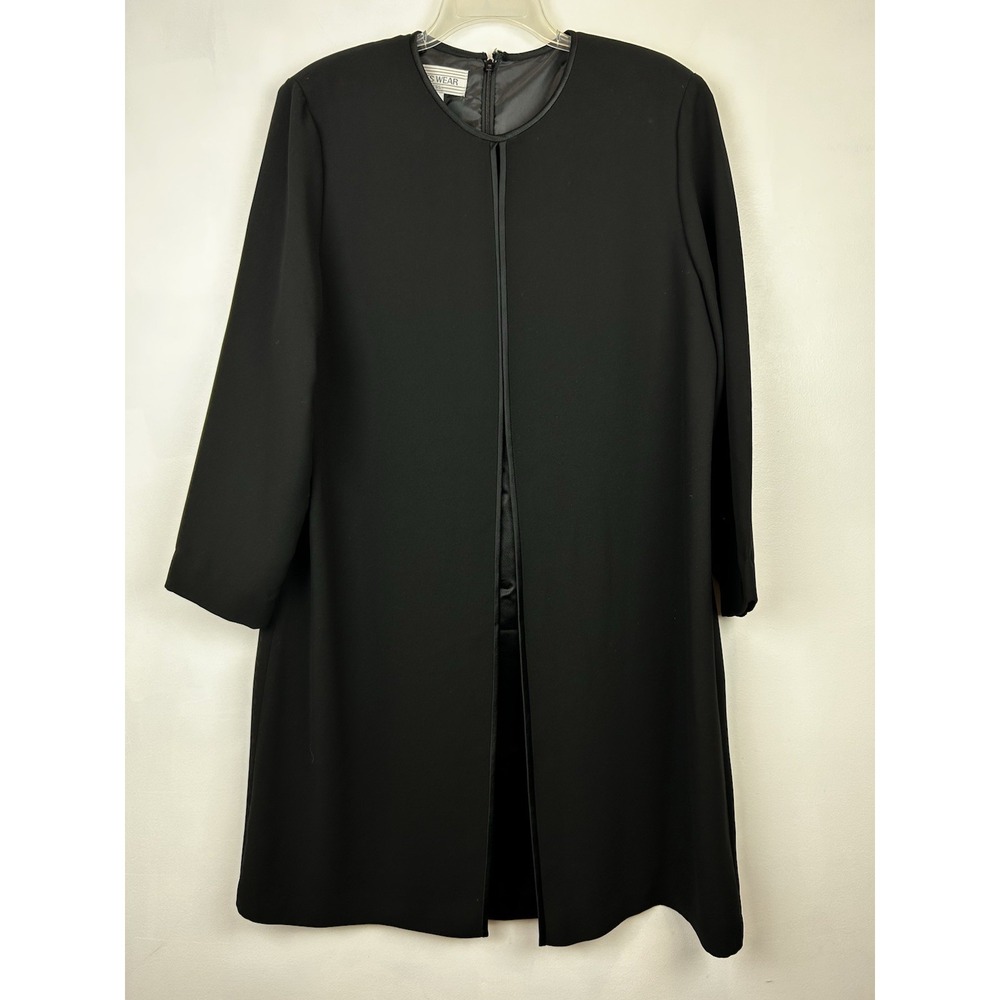 Jones New York Dress Woman 16 Black Lined Cocktail Drapey Event Party Gala Glam